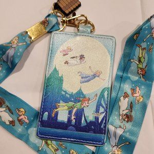 Loungefly Disney Peter Pan You Can Fly Sparkle Lanyard ID Holder NEW